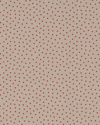 Tissu Effet Lin Petits Cœurs Rouges - Mercerine