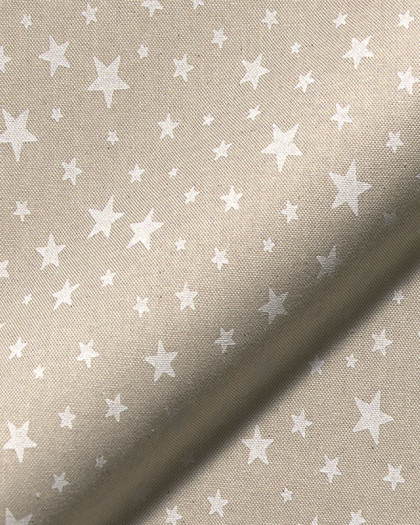 Tissu Effet Lin Etoiles Blanches - Mercerine