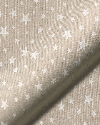 Tissu Effet Lin Etoiles Blanches - Mercerine