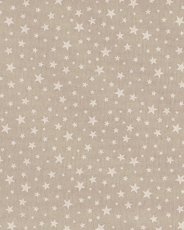 Tissu Effet Lin Etoiles Blanches - Mercerine