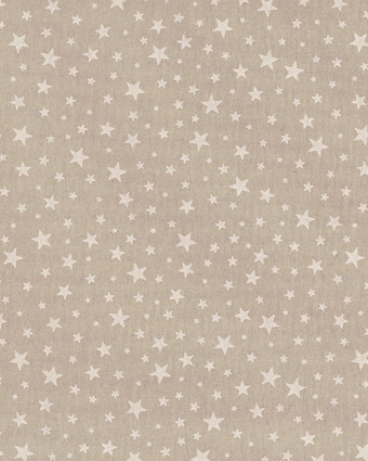 Tissu Effet Lin Etoiles Blanches - Mercerine