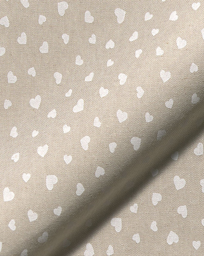 Tissu Effet Lin Petits Cœurs Blancs - Mercerine