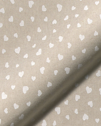 Tissu Effet Lin Petits Cœurs Blancs - Mercerine
