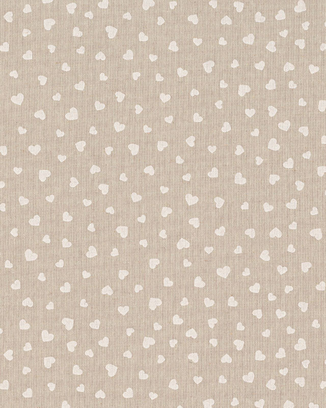 Tissu Effet Lin Petits Cœurs Blancs - Mercerine