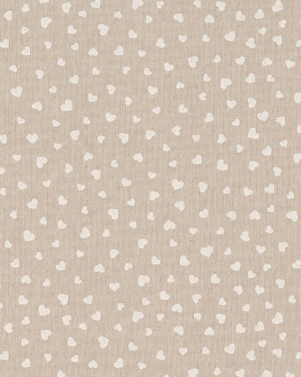 Tissu Effet Lin Petits Cœurs Blancs - Mercerine