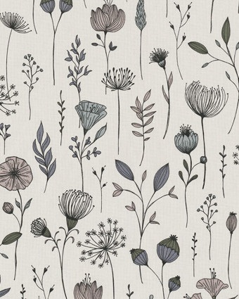Toile Semi Panama Fleurs des Champs - Mercerine