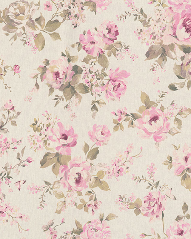 Toile Semi Panama Pivoines Roses - Mercerine