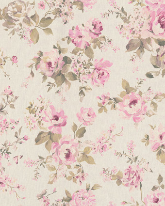 Toile Semi Panama Pivoines Roses - Mercerine