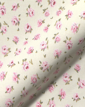 Toile Semi Panama Petites Roses - Mercerine