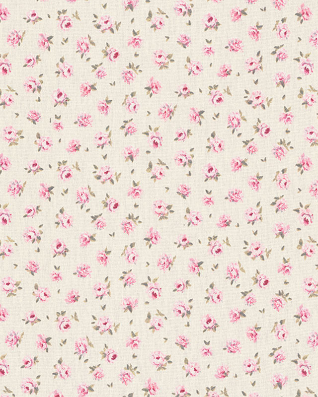 Toile Semi Panama Petites Roses - Mercerine