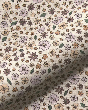 Toile Semi Panama Fleurs Champêtres - Mercerine