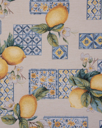 Tissu Jacquard Gobelin Citrons - Mercerine