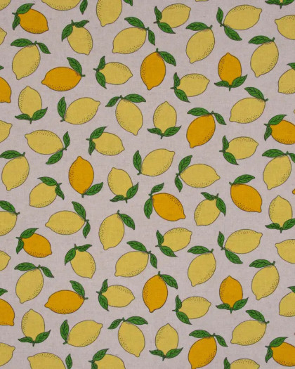 Tissu Effet Lin Citrons Jaunes - Mercerine