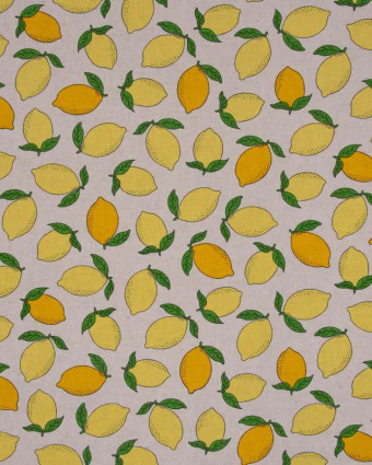 Tissu Effet Lin Citrons Jaunes - Mercerine