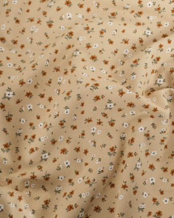 Tissu Jersey de Coton Beige Petites Fleurs - Mercerine