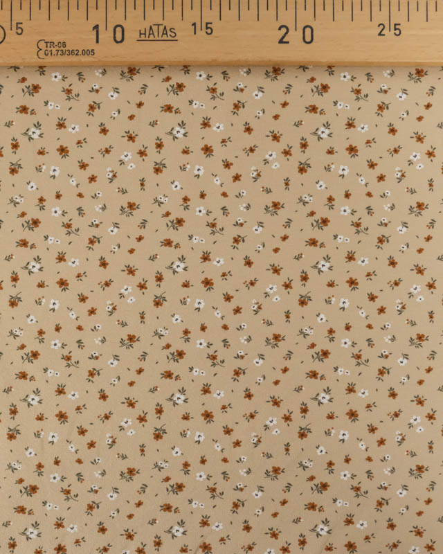 Tissu Jersey de Coton Beige Petites Fleurs - Mercerine