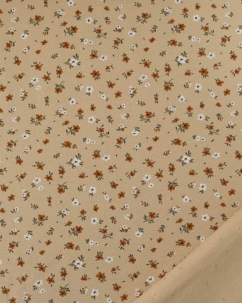 Tissu Jersey de Coton Beige Petites Fleurs - Mercerine