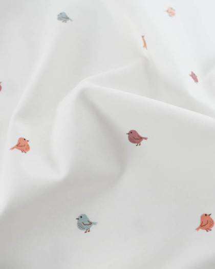 Tissu Jersey de Coton Beige Petites Fleurs - Mercerine