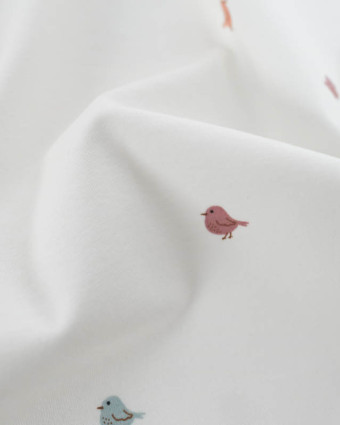 Tissu Jersey de Coton Petits Oiseaux Colorés - Mercerine