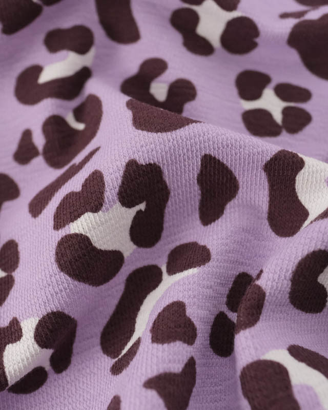 Jersey French Terry Texturé Lilas Léopard - Mercerine