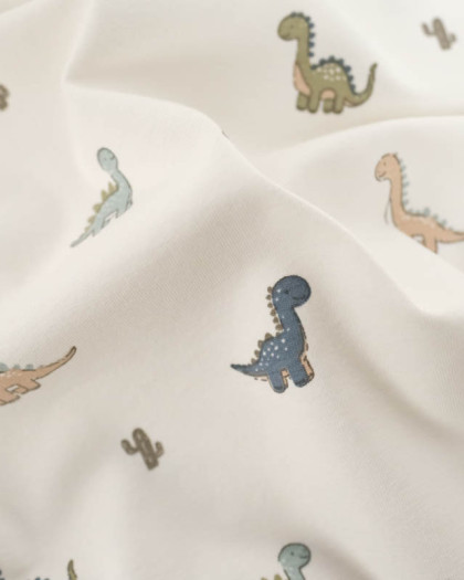 Tissu Jersey de Coton Petits Dinosaures - Mercerine