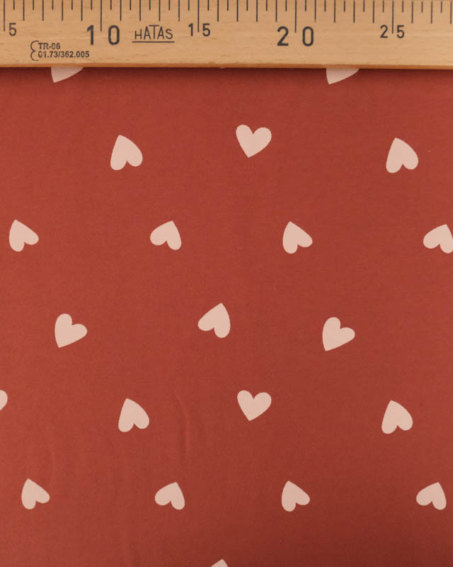 Tissu Jersey French Terry Terracotta Cœur Nude - Mercerine