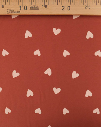 Tissu Jersey French Terry Terracotta Cœur Nude - Mercerine