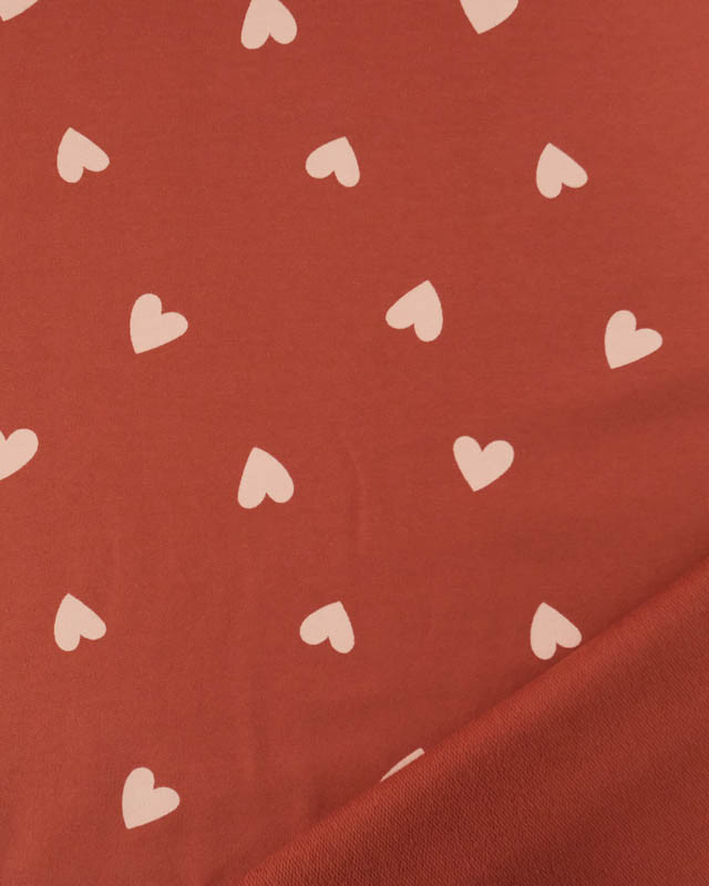 Tissu Jersey French Terry Terracotta Cœur Nude - Mercerine