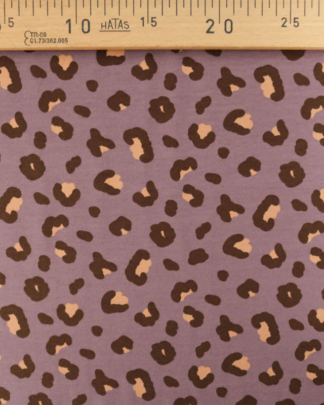 Tissu Jersey French Terry Léopard Mauve - Mercerine