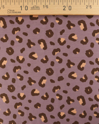 Tissu Jersey French Terry Léopard Mauve - Mercerine