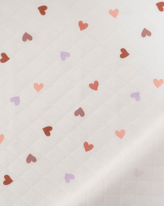 Tissu Jersey Matelassé Léger Ecru Motif Cœur  - Mercerine