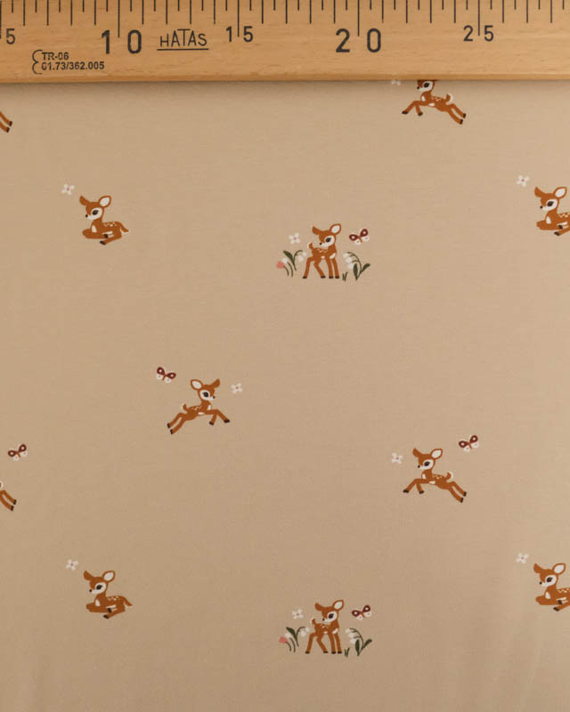 Tissu Jersey de Coton Beige Petite Biche - Mercerine