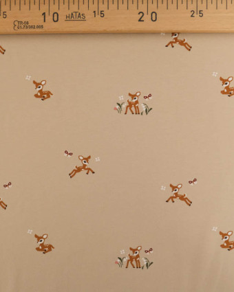 Tissu Jersey de Coton Beige Petite Biche - Mercerine