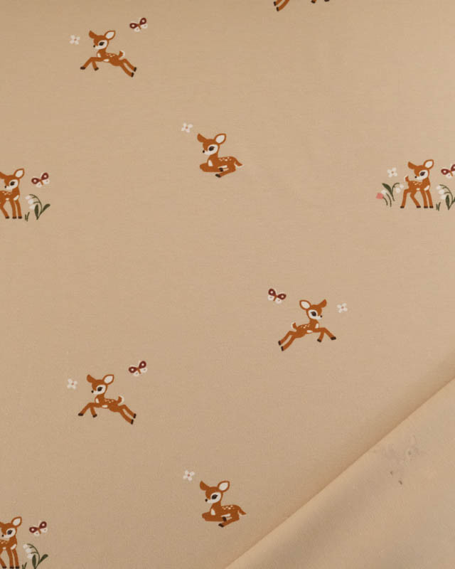 Tissu Jersey de Coton Beige Petite Biche - Mercerine