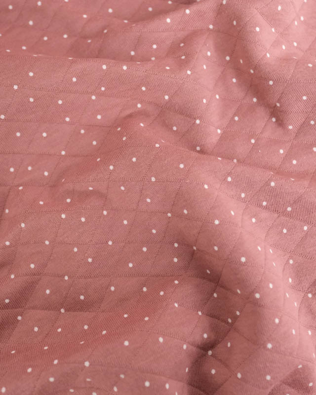 Tissu Jersey Matelassé Léger Rose Ancien Petits Pois - Mercerine