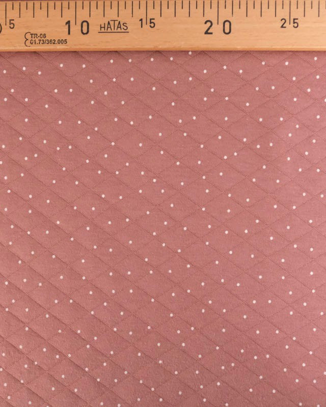 Tissu Jersey Matelassé Léger Rose Ancien Petits Pois - Mercerine