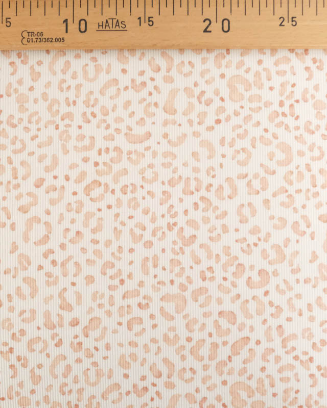 Tissu Jersey Côtelé Ecru Motif Léopard - Mercerine