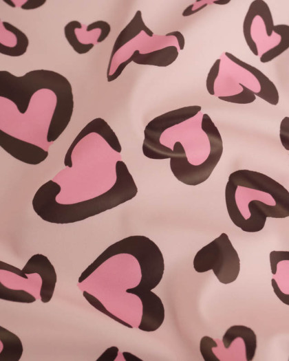 Tissu Imperméable Rose Motif Cœur Rose - Mercerine