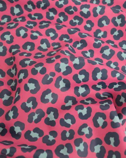 Tissu Imperméable Léopard Rose Fuchsia et Vert d'eau - Mercerine