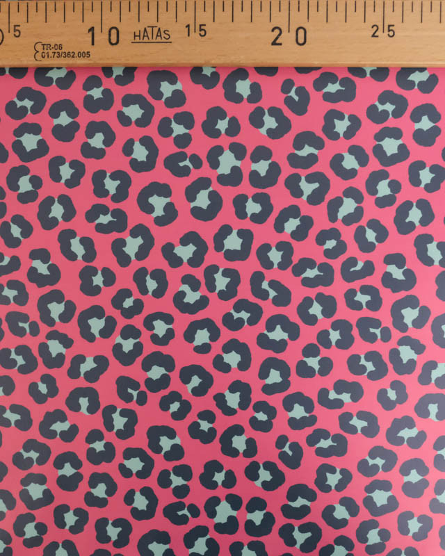 Tissu Imperméable Léopard Rose Fuchsia et Vert d'eau - Mercerine