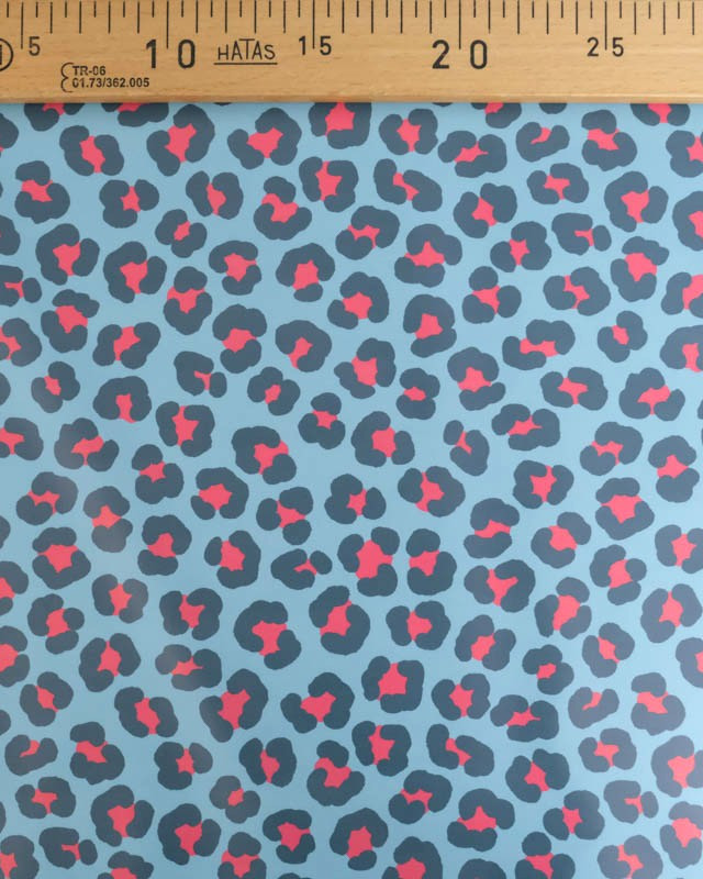 Tissu Imperméable Léopard Bleu et Rose  - Mercerine
