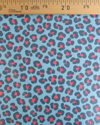 Tissu Imperméable Léopard Bleu et Rose  - Mercerine