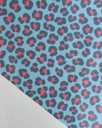 Tissu Imperméable Léopard Bleu et Rose  - Mercerine