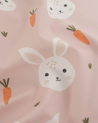 Tissu Imperméable Rose Clair Petit Lapinou - Mercerine