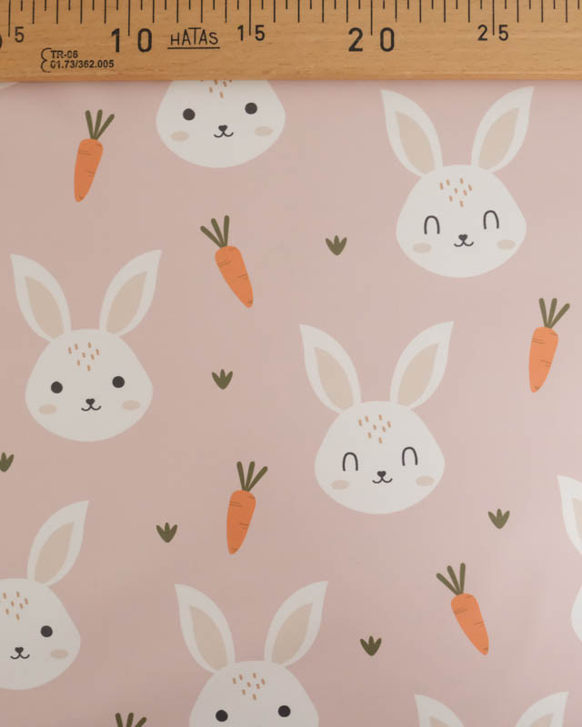 Tissu Imperméable Rose Clair Petit Lapinou - Mercerine