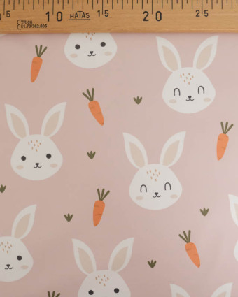 Tissu Imperméable Rose Clair Petit Lapinou - Mercerine