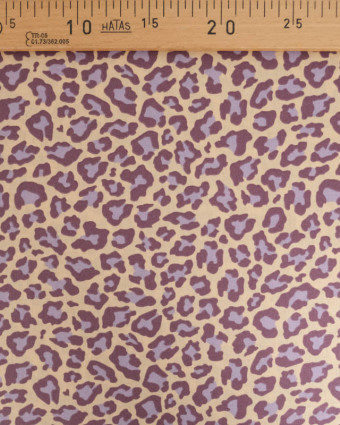 Popeline de Coton Beige Motif Léopard Myrtille - Mercerine