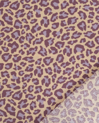 Popeline de Coton Beige Motif Léopard Myrtille - Mercerine