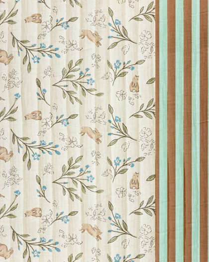 Tissu Matelassé Double Gaze Motif Bleuet