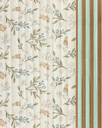Tissu Matelassé Double Gaze Motif Bleuet